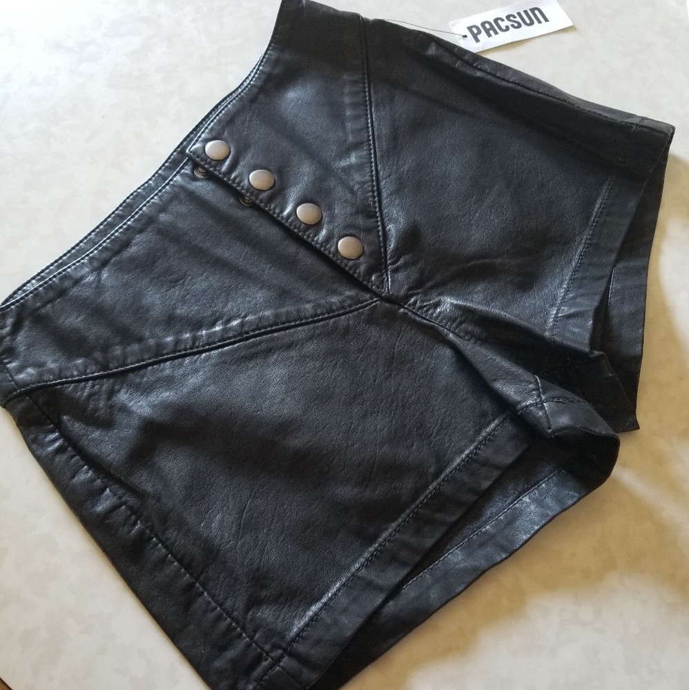 High Waisted Faux Leather Shorts